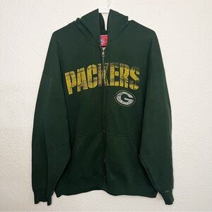 Vintage NFL Green Bay Packers Hoodie Forest Green Yellow Sweatshirt Football XL